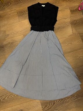 Elan Black Sleeveless Knit Tank Mix Media Dress with Center Front Vent